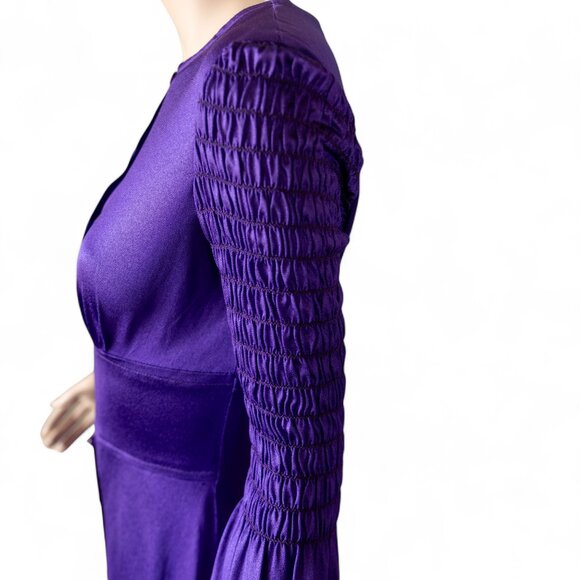 VINTAGE 70s FRANCES FORD PURPLE Maxi Dress * Made in England * Medium - Picture 10 of 17